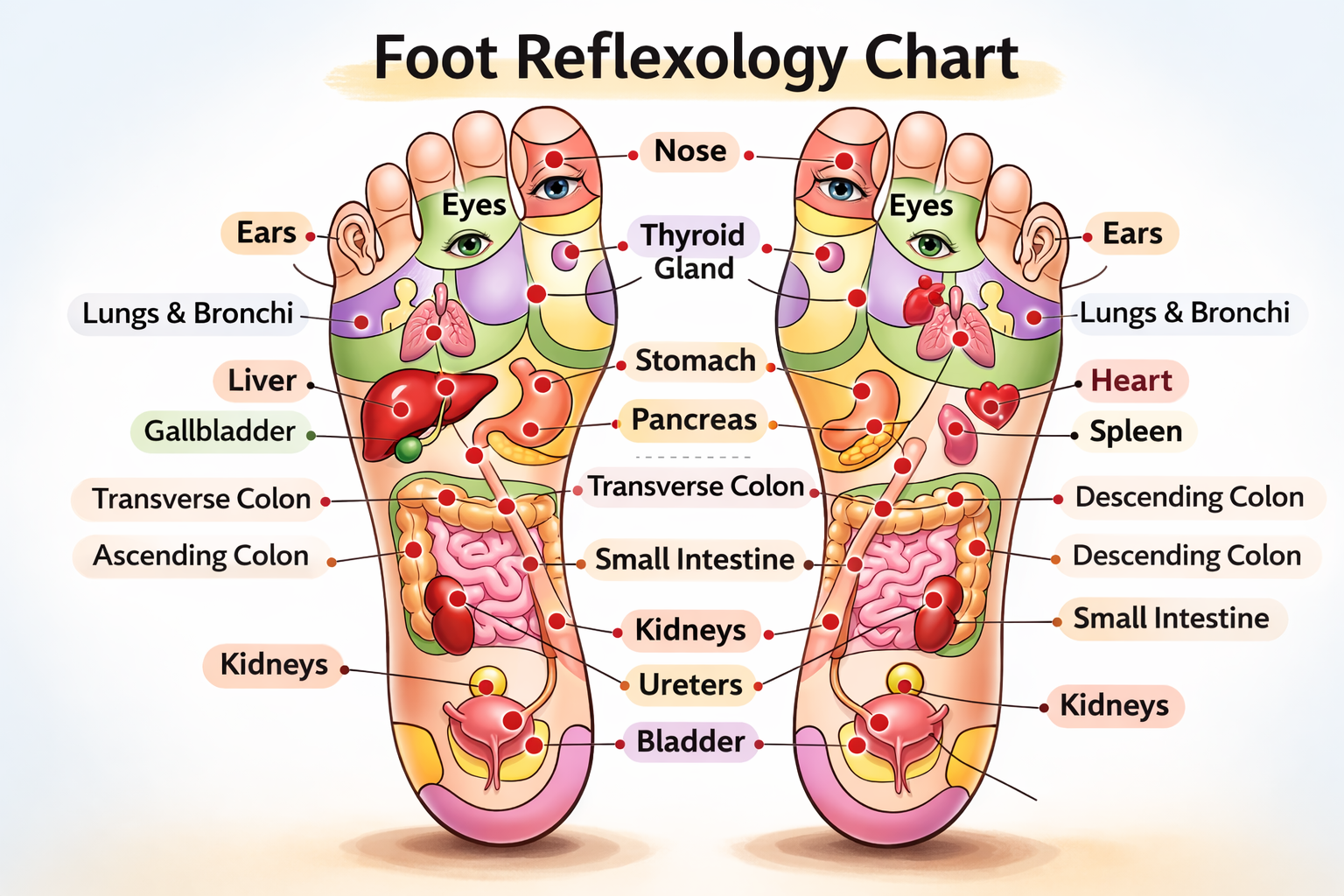 Foot reflexology chart